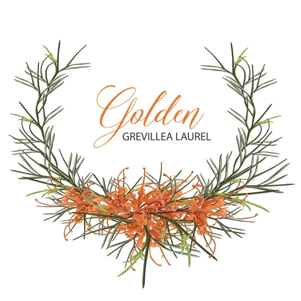 Altın sarı Grevillea çiçekli vektör çelenk