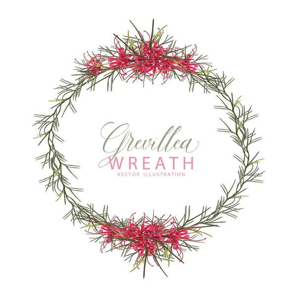 Grevillea Roter Blumenkranz Perfekt Für Hochzeitseinladungen Und Weihnachtsdesigns — Stockvektor