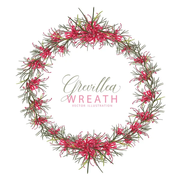 Grevillea Floração Realista Wreath Perfeito Para Casamento Design Natal Vetores De Bancos De Imagens