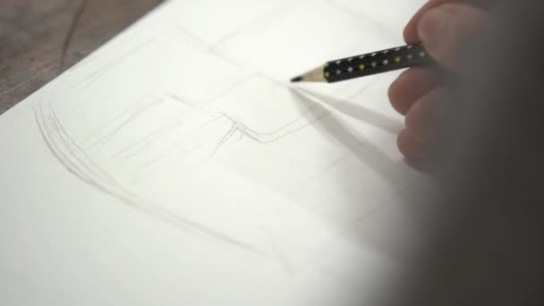 Disegno Matita Carta Schizzo Schizzo — Video Stock