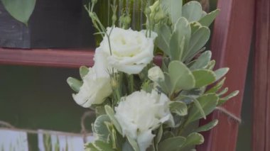 Dekor, öğleden sonra sokakta çekim unsuru olarak beyaz güller