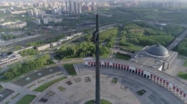 Hava fotoğrafçılığı: Rusya/Moskova, zafer Park/Memorial Park, zafer tanrıçası ile Obelisk Nika, bina metin: Moskova Savaşı, ilk zafer