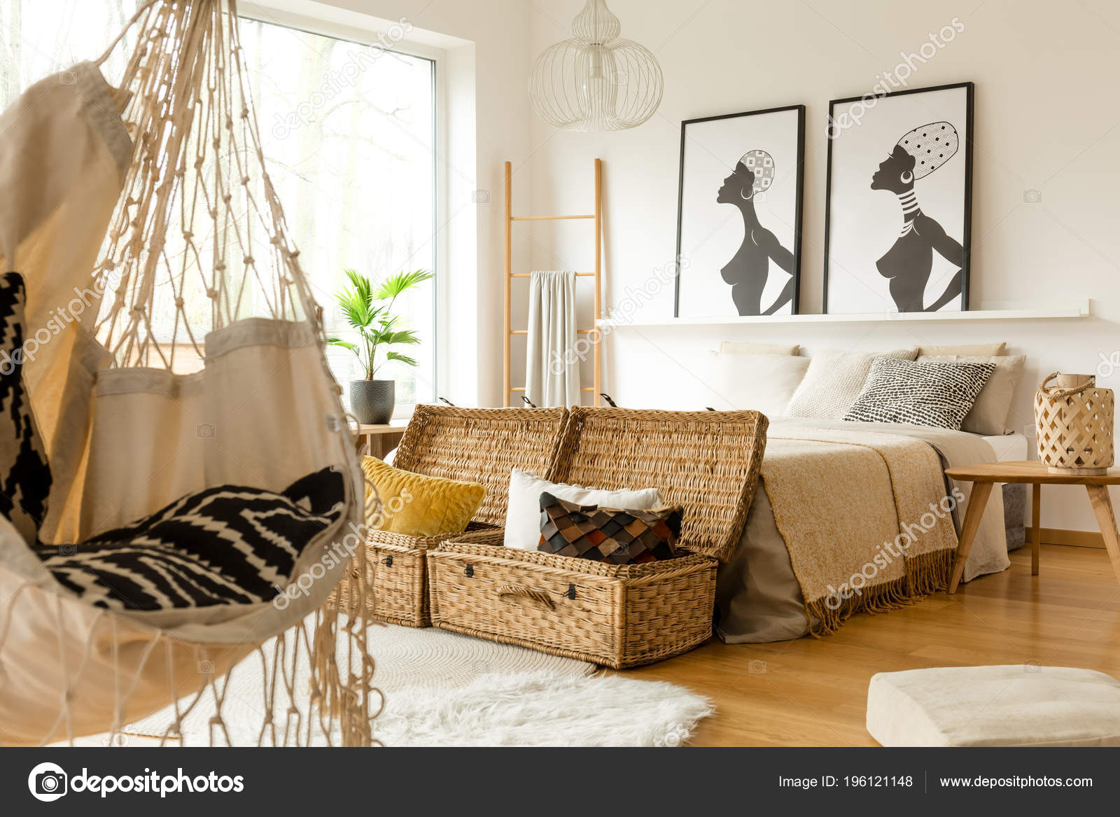 Afrikanische Schlafzimmer Innenraum Mit Einer Schaukel Boxen Mit ... Afrikanische Schlafzimmer Innenraum Mit Einer Schaukel Boxen Mit ...