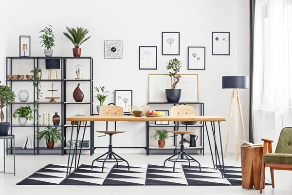 Hairpin Table Fruits Standing White Living Room Interior Plants Decor — Stock Photo, Image