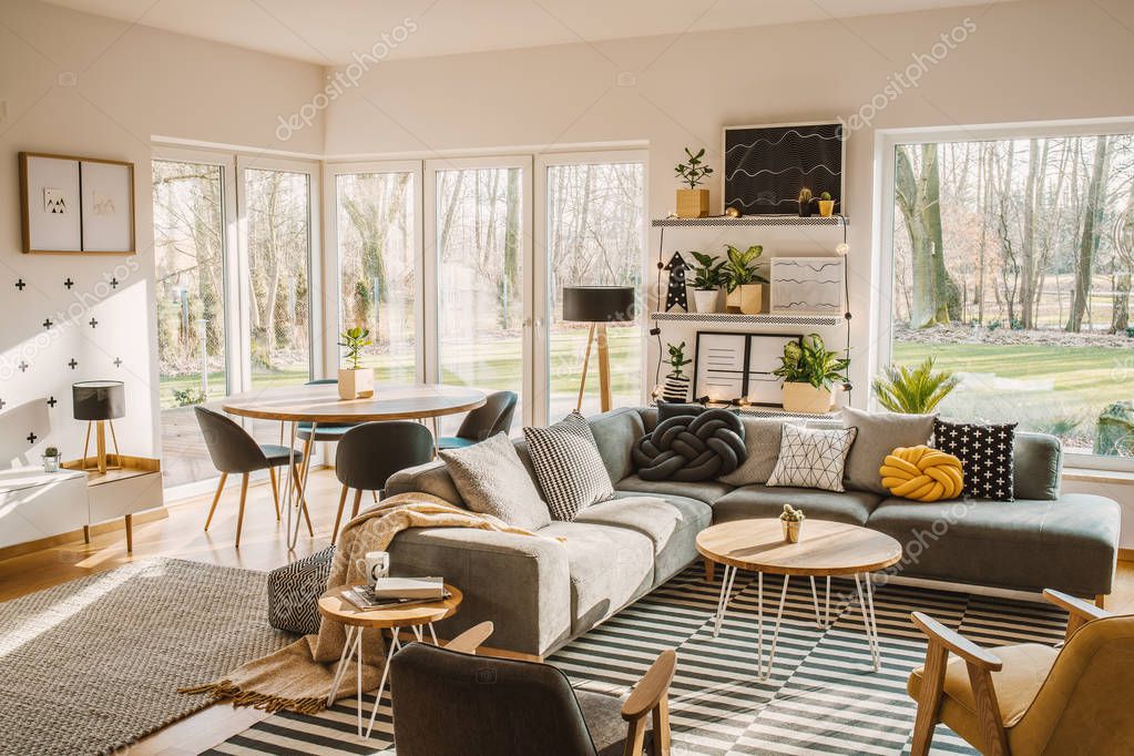 Open Space Soggiorni Con Tavolo Da Pranzo Cucina Salone Con Angolo