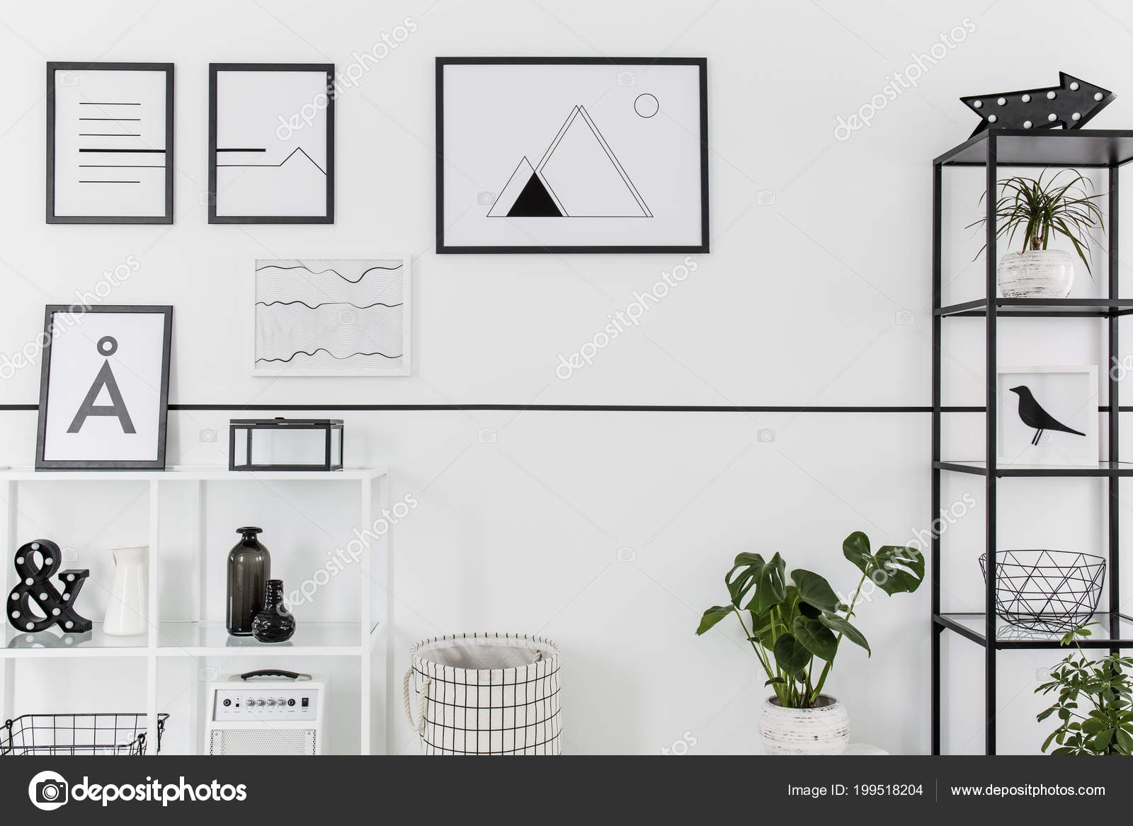 Einfache Schwarz Weiß Poster Hängen Weiße Wand Nordischen Stil ... Einfache Schwarz Weiß Poster Hängen Weiße Wand Nordischen Stil ...