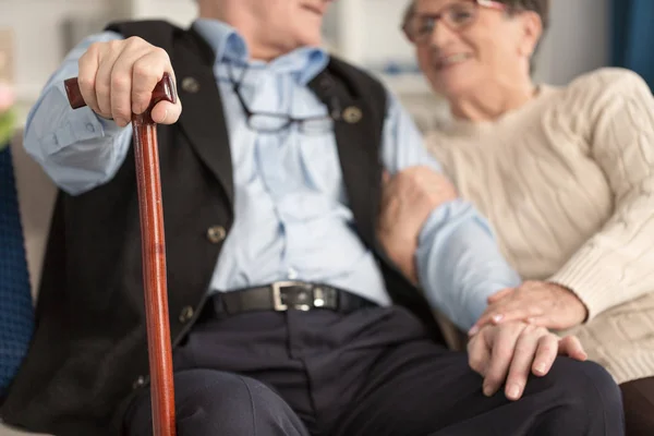 Amor Entre Dos Personas Edad Avanzada Casa Privada Ancianos —  Fotos de Stock