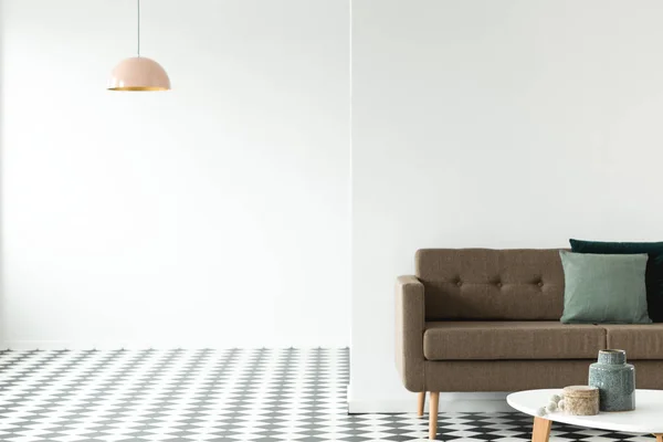 Plaats Voor Product Uit Witte Open Ruimte Woonkamer Interieur Met — Stockfoto