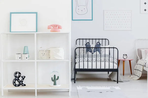 Kid Bedroom Interior View One Whole Bed Part Other Shelves — Stock Photo, Image