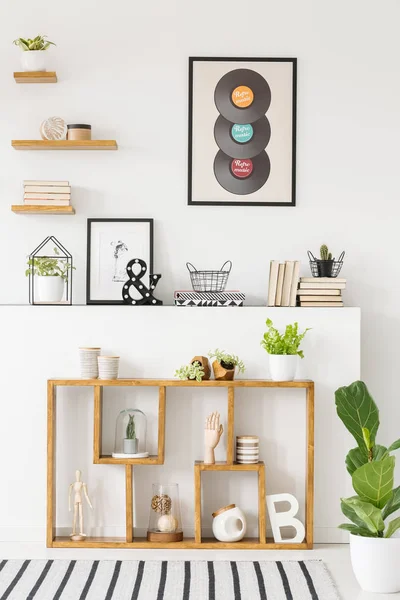 Front View Creative Bookshelf Decorations Shelves Wall Poster Vinyl Bright — Stock Photo, Image
