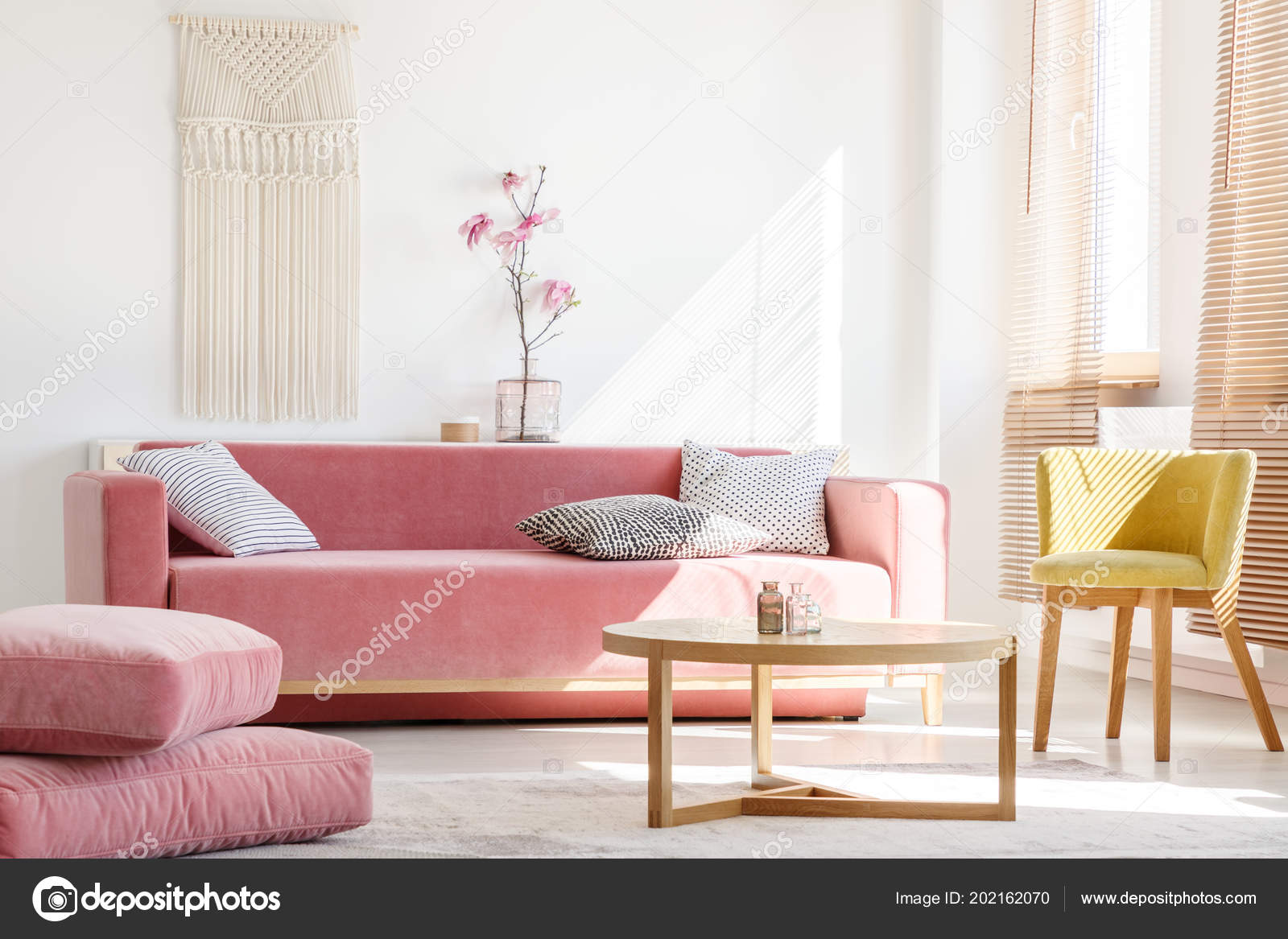 pink couch pillows