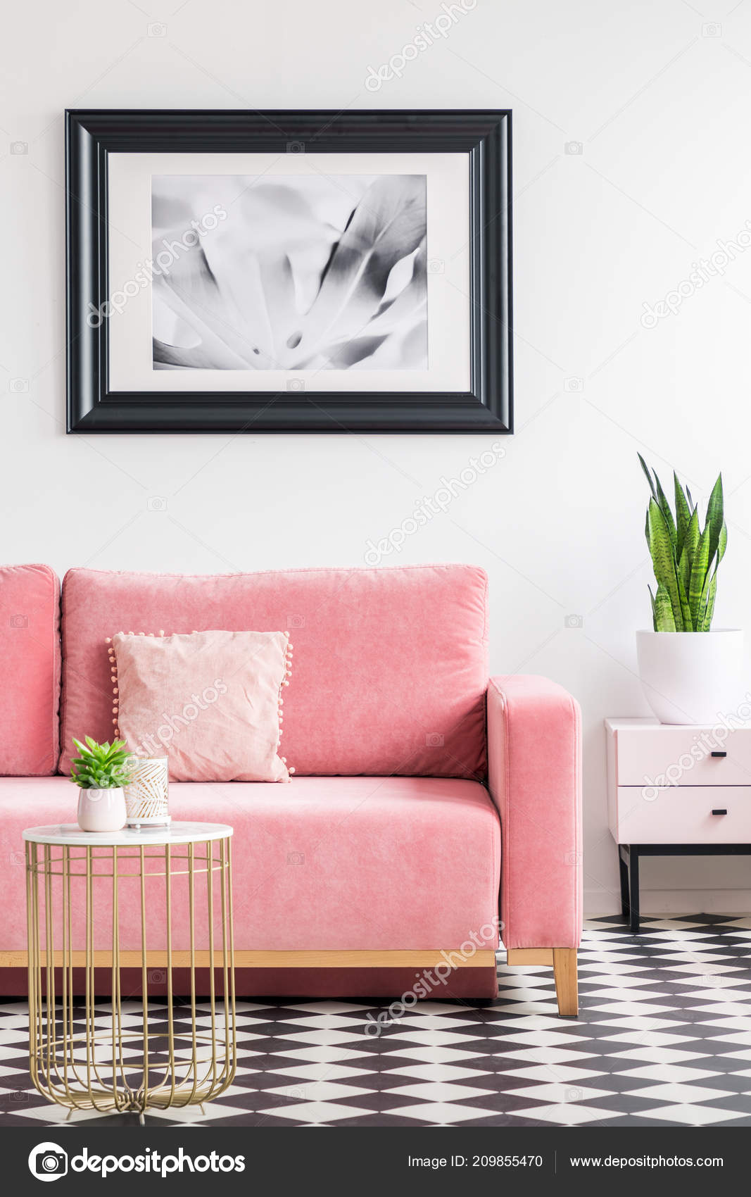 Modern pink sale couch