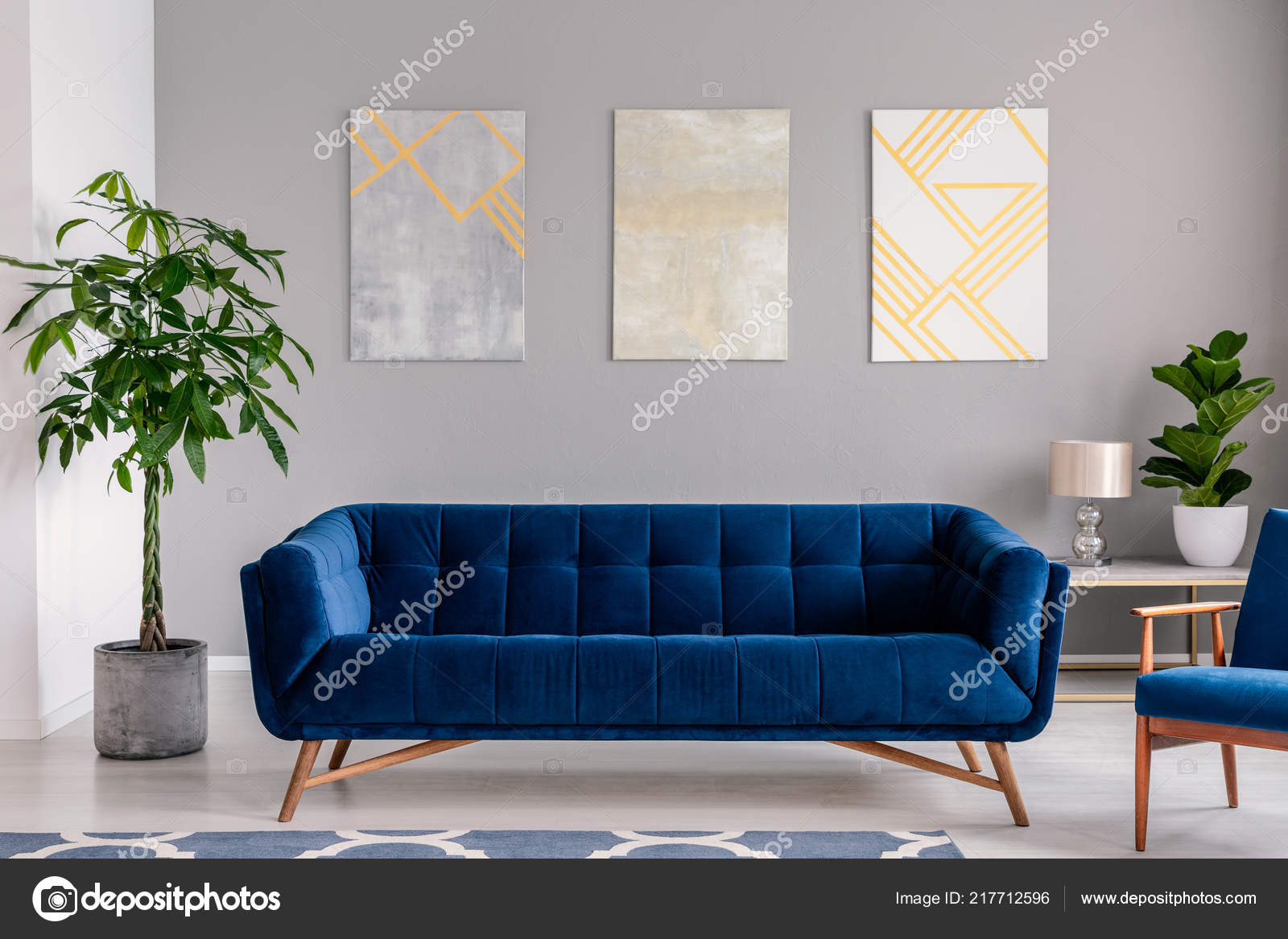Navy Blue Sofa With Grey Walls Baci Living Room