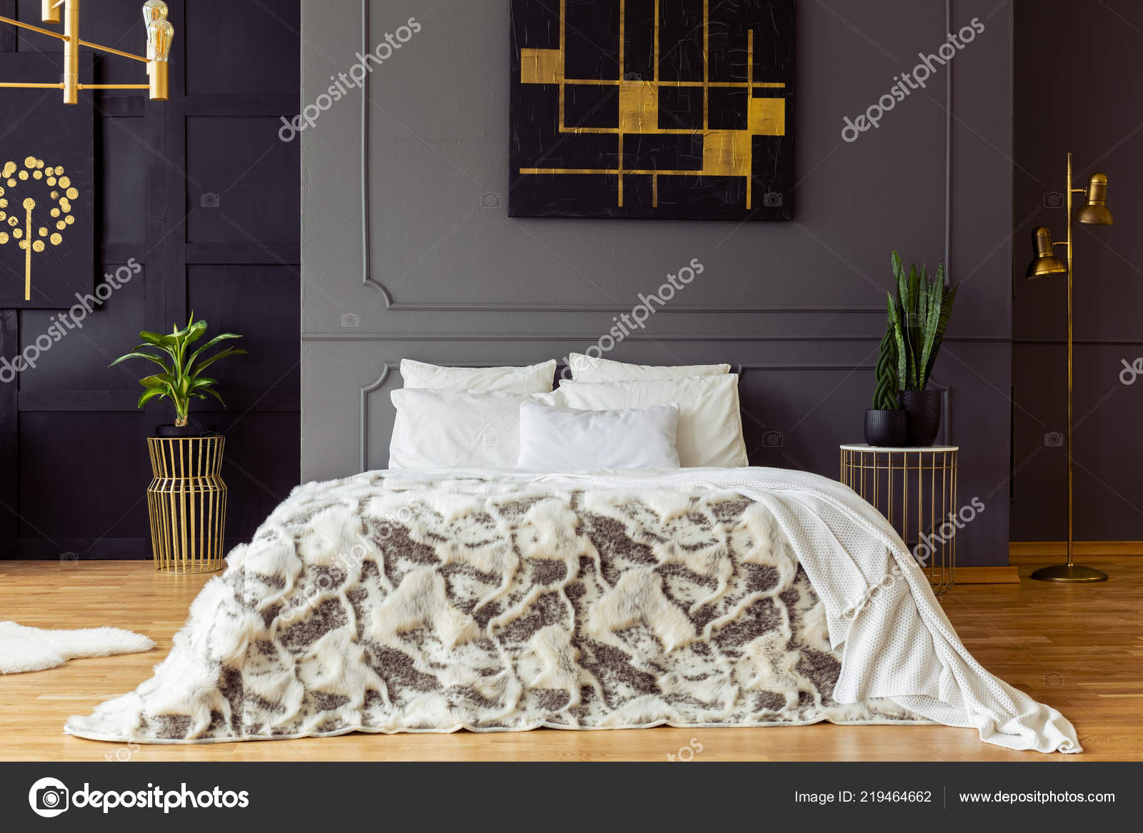 Black gold on sale grey bedroom