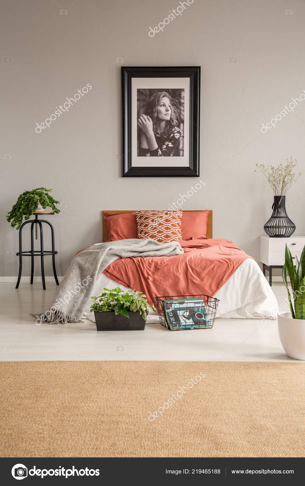 Grey Walls Brown Carpet Bedroom Brown Carpet Front Red Bed