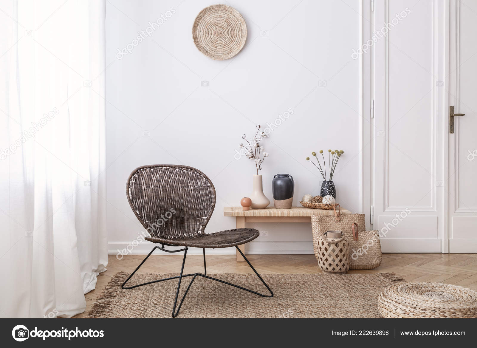 Verrassend Dark Modern Wicker Chair White Living Room Interior Wooden Bench PU-14