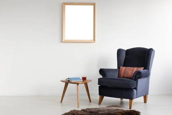 Frame Mockup White Wall Elegant Living Room Comfortable Armchair Coffee — Stock Photo, Image