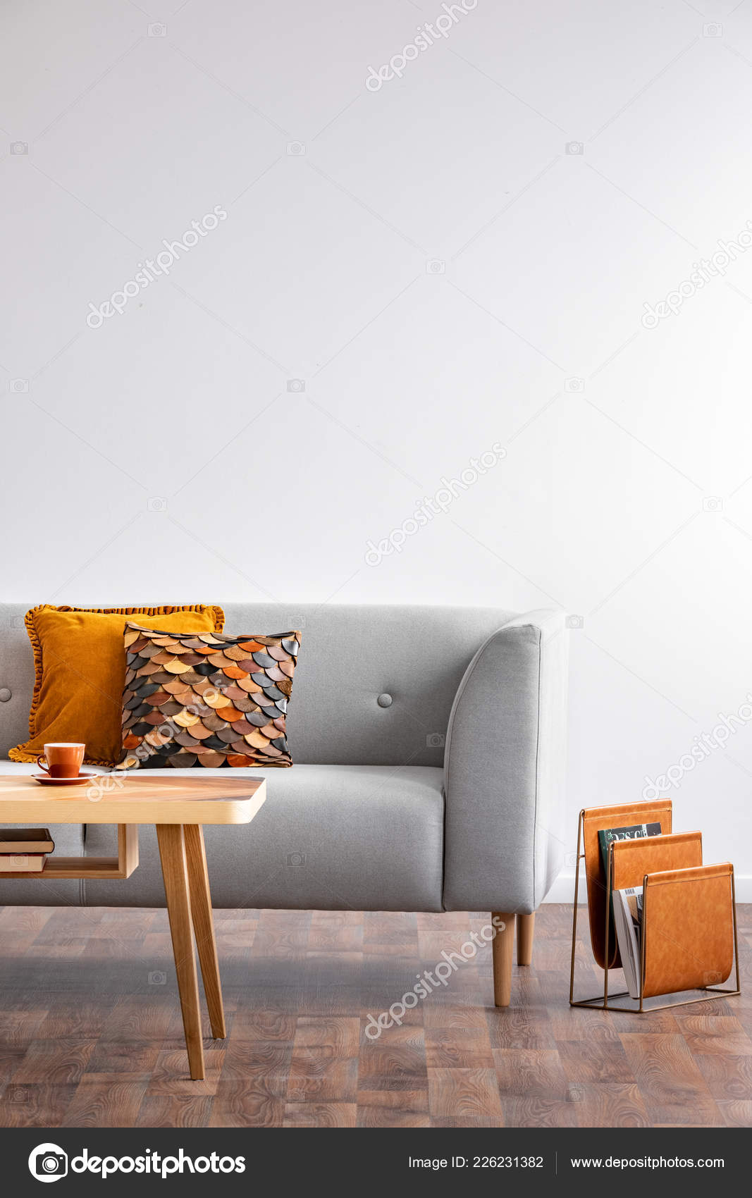 Coffee Table Cup Bright Scandinavian Living Room Interior