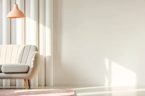 Copy Space Empty White Wall Birth Living Room Pastel Orange — Stock Photo, Image