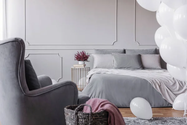 Design Tendance Chambre Coucher Avec Lit Double Élégant Avec Draps — Photo