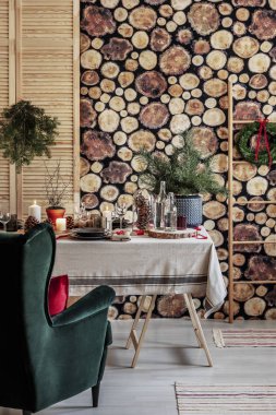 Günlük şık yemek odası Noel için ayarla duvarına atkı duvar kağıdı