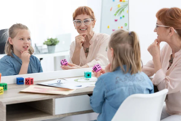 Therapist Her Young Patient Exercising Speech — Stock Photo, Image