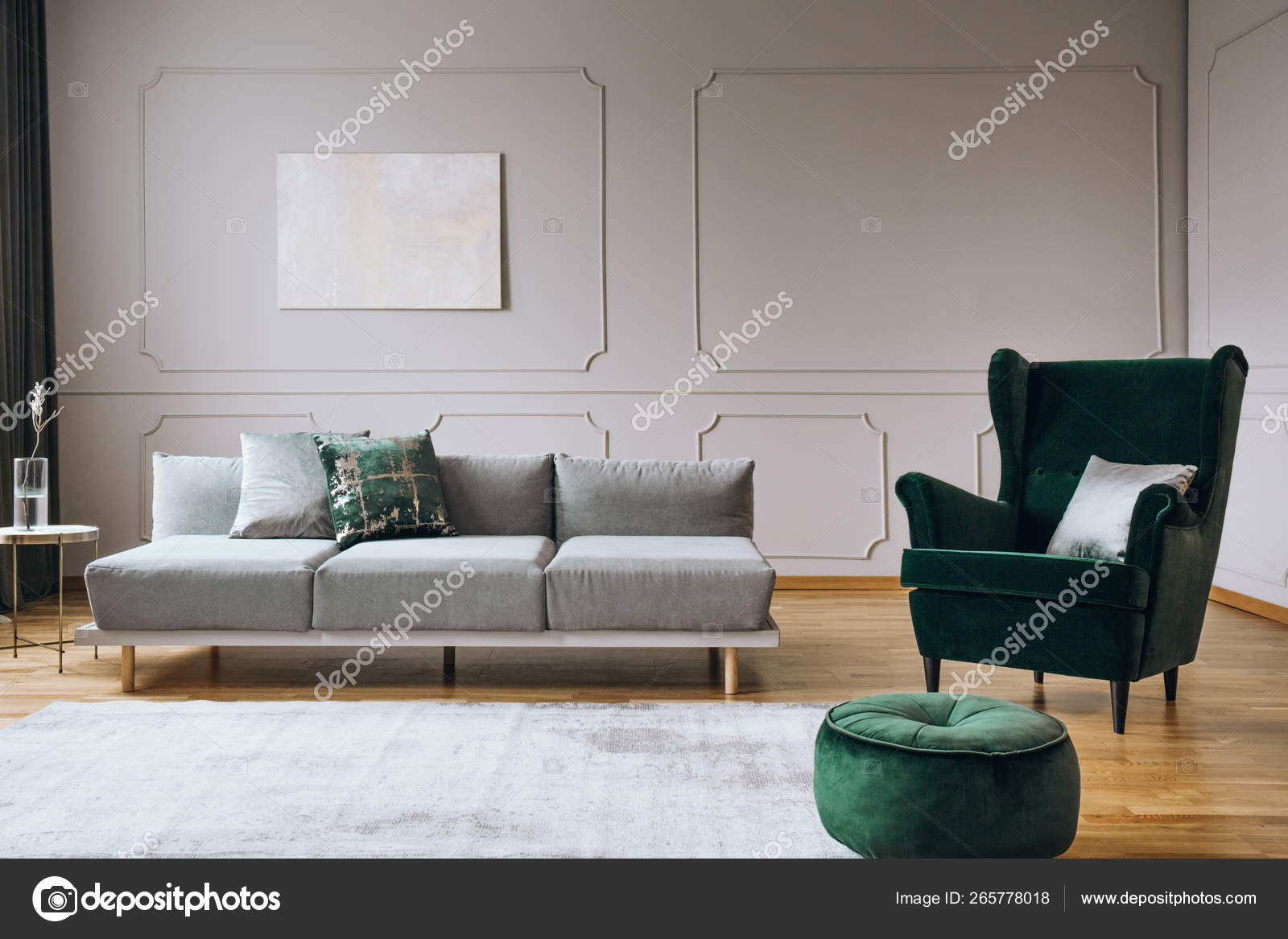 grey couch green pillows