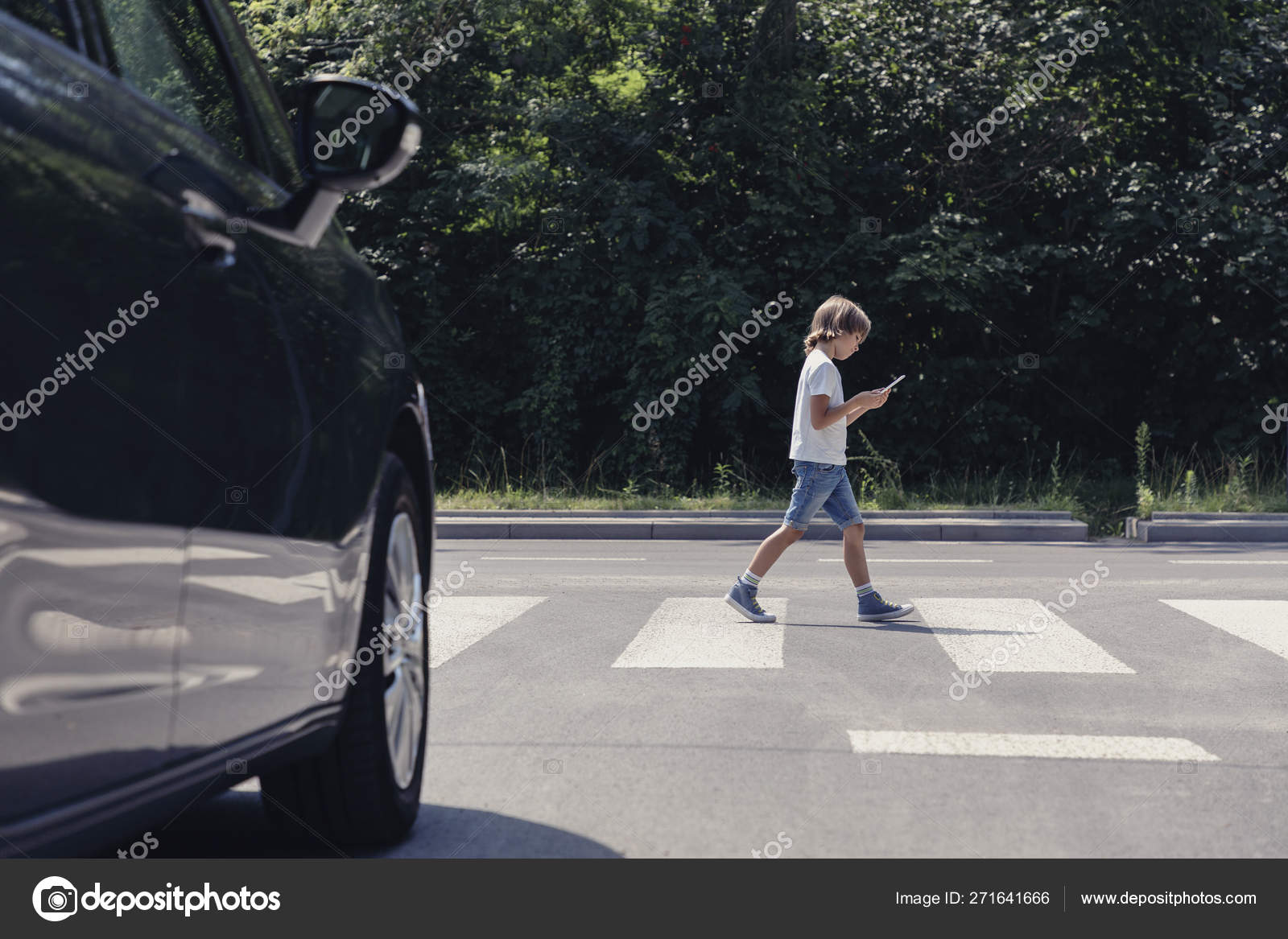 Crosswalk accident. Pedestrian walk crossing - Stock