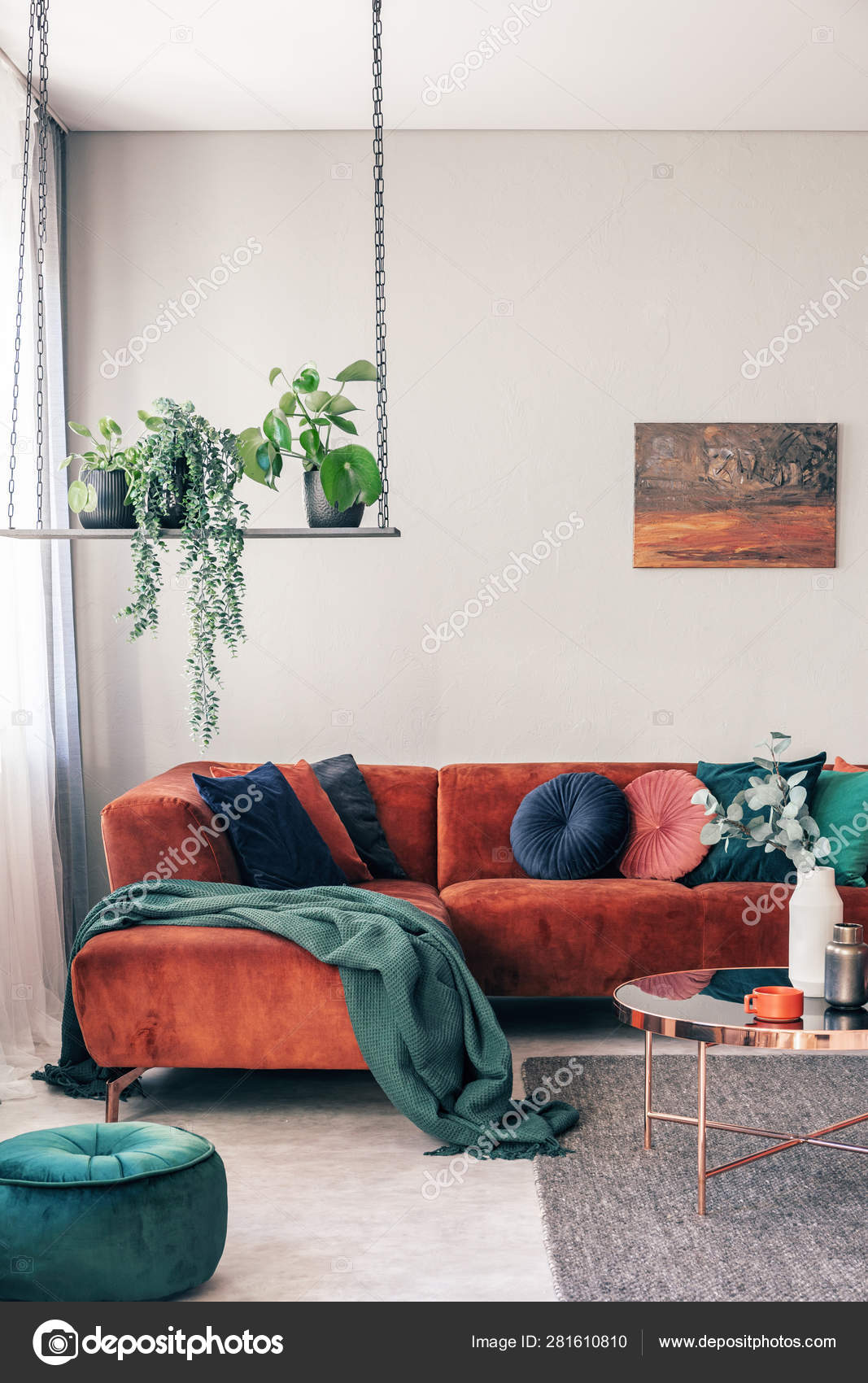 Green Flowers On Stylish Swing In, Flowers For Living Room