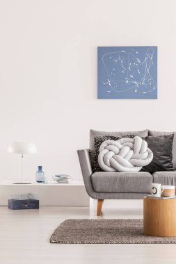 Rahat İskandinav kanepede Trendy düğüm açık gri yastık