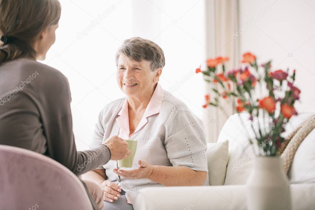 Taking care of older woman