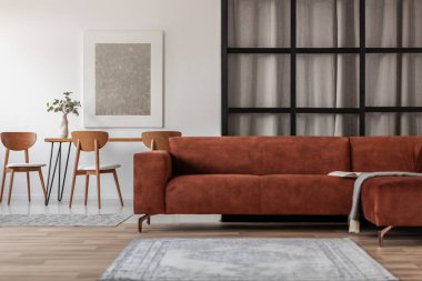 Yemek ve yaşam alanı ile açık alan stüdyo daire şık köşe kanepe