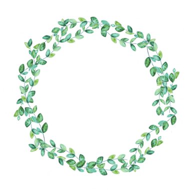 suluboya botanik kroki çizim çizilmiş yeşil bahar beyaz arka plan üzerinde izole çelenk çerçeve bırakır