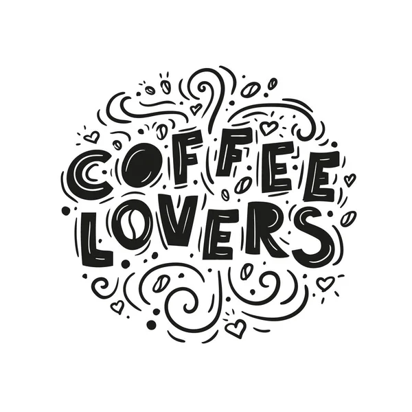 Koffie Liefhebbers Banner Met Creatief Lettertype Vector Illustratie — Stockvector