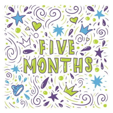 Beş aylık doğum günü, vektör illüstrasyon