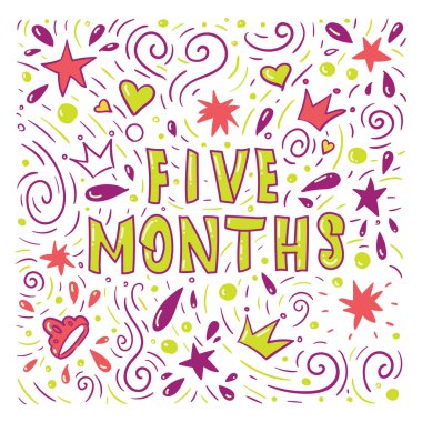 Beş aylık doğum günü, vektör illüstrasyon