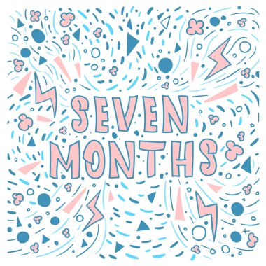 Yedi aylık doğum günü, vektör illüstrasyon