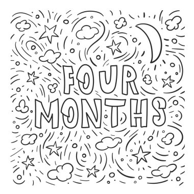 Dört aylık doğum günü, vektör illüstrasyon