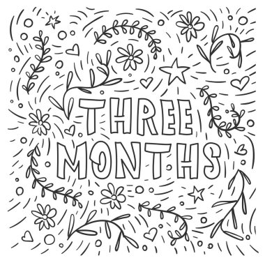 Üç aylık doğum günü, vektör illüstrasyon