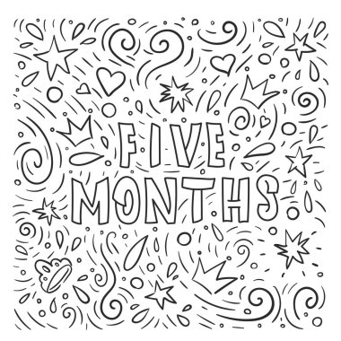Beş aylık doğum günü, vektör illüstrasyon