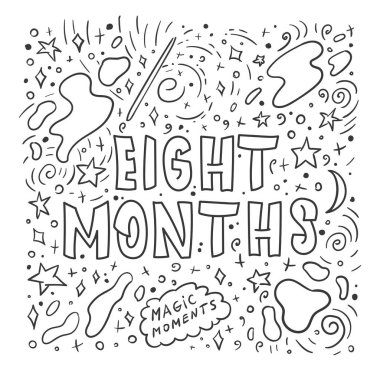 Sekiz aylık doğum günü, vektör illüstrasyon