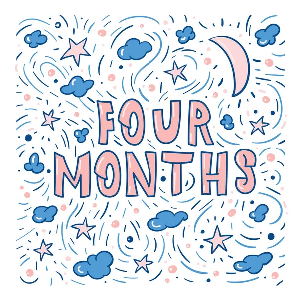 Four Months Birthday Vector Illustration — Stock Vector