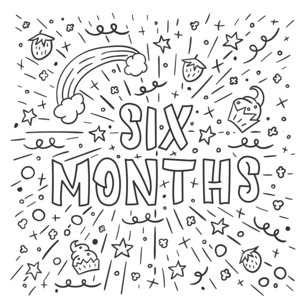 Six Months Birthday Vector Illustration — Stock Vector
