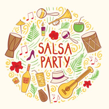 Salsa parti afiş, vektör illüstrasyon
