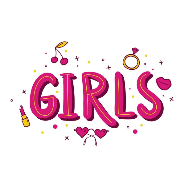 Dessin Animé Féminin Cite Girls Conception Phrase Vectorielle — Image vectorielle