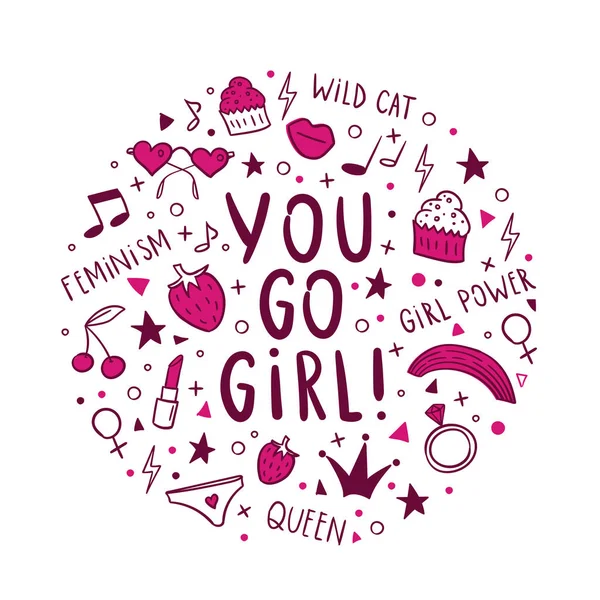 You Girl Unique Quote Hand Drawn Lettering Vector Illustration — Stock Vector