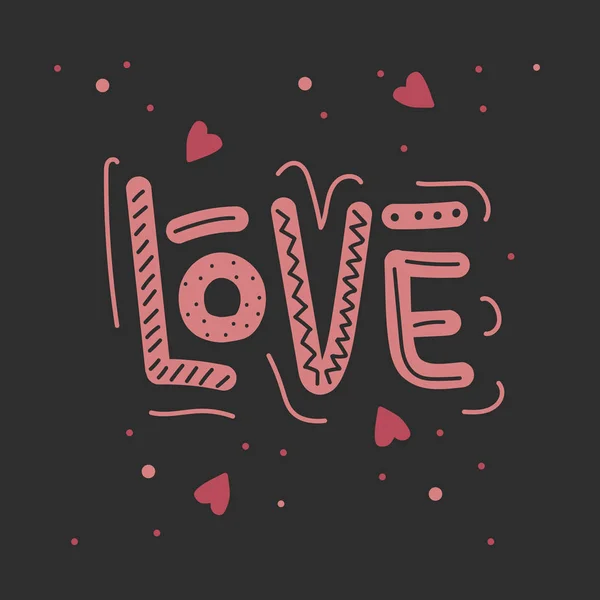 Valentim Lettering Frase Amor Letras Simples Desenhadas Mão —  Vetores de Stock