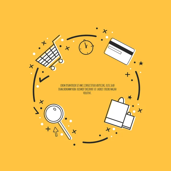 Online alışveriş çemberi, vektör çizimi