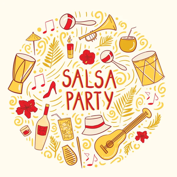 Salsa parti afiş, vektör illüstrasyon