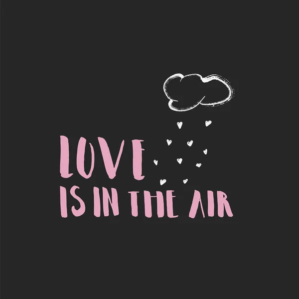 愛が空中にあるテキスト付きのバレンタインカード ベクトルイラスト — ストックベクタ
